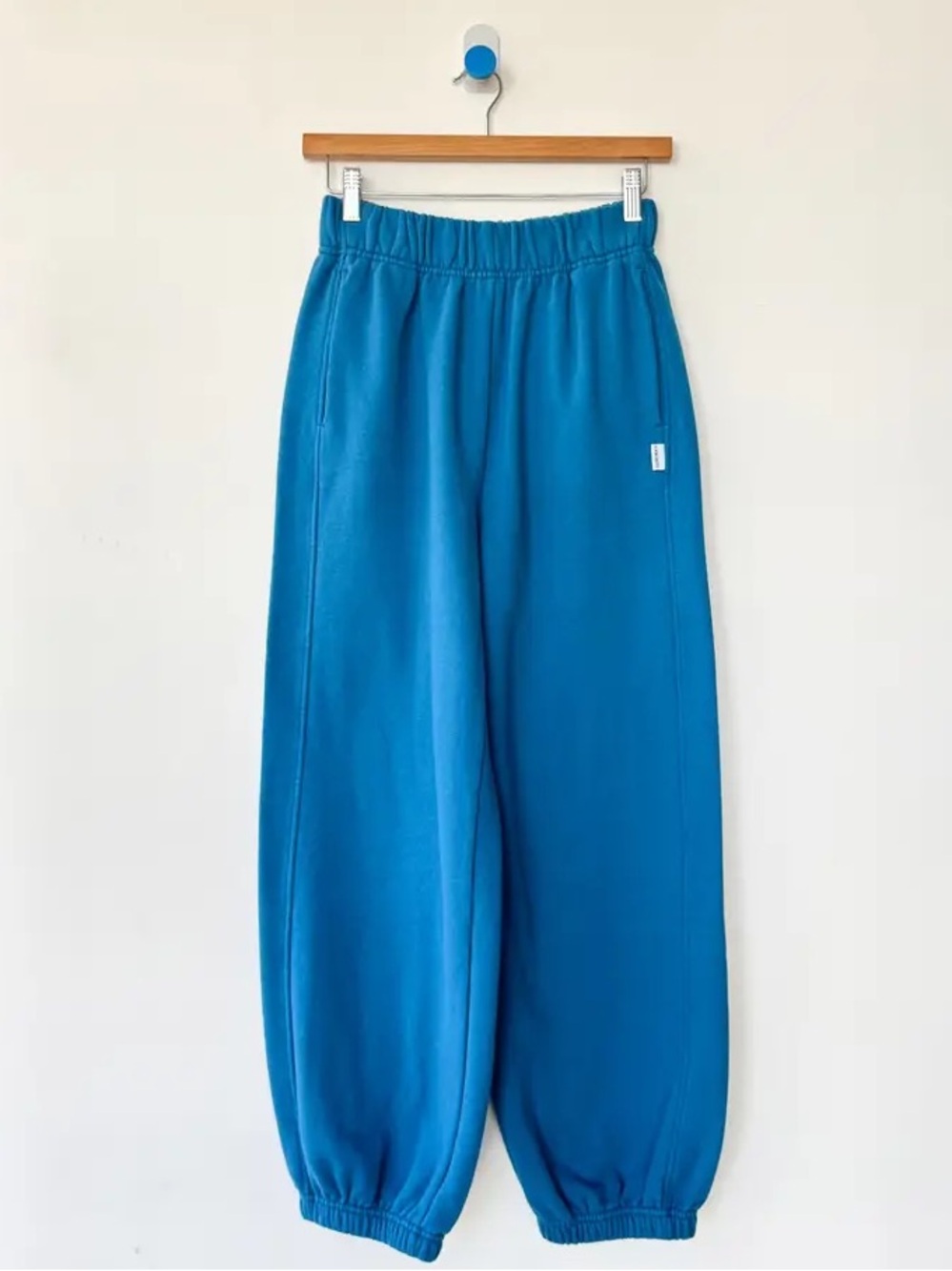 Le Bon Shoppe French Terry Balloon Pants in Teal Blue